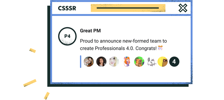 Site page with project team members avatars