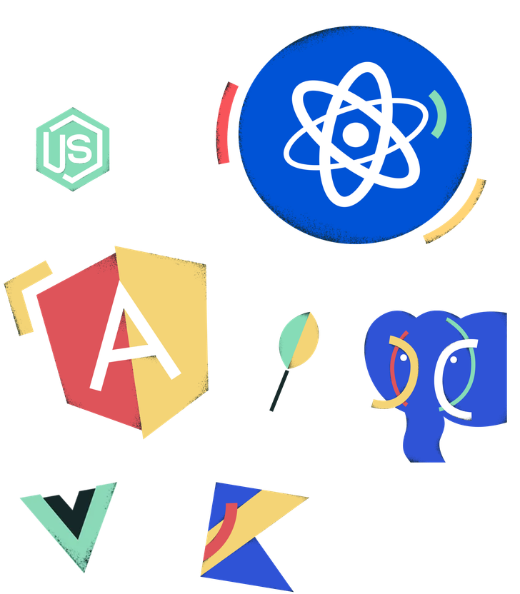 We use React, Angular, and Vue for the most projects.